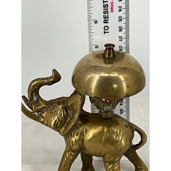 Vintage Brass‎ Elephant Bell Figurine With Patina Hotel Bell Reception Good Luck - Picture 8 of 9